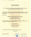 Certificate "B" of competence to manufacture glued load-bearing timber structures in accordance with DIN 1052-10:2012, Table 2 (bonded connections in the form of glued-in steel rods, glued reinforcements and spliced connections)